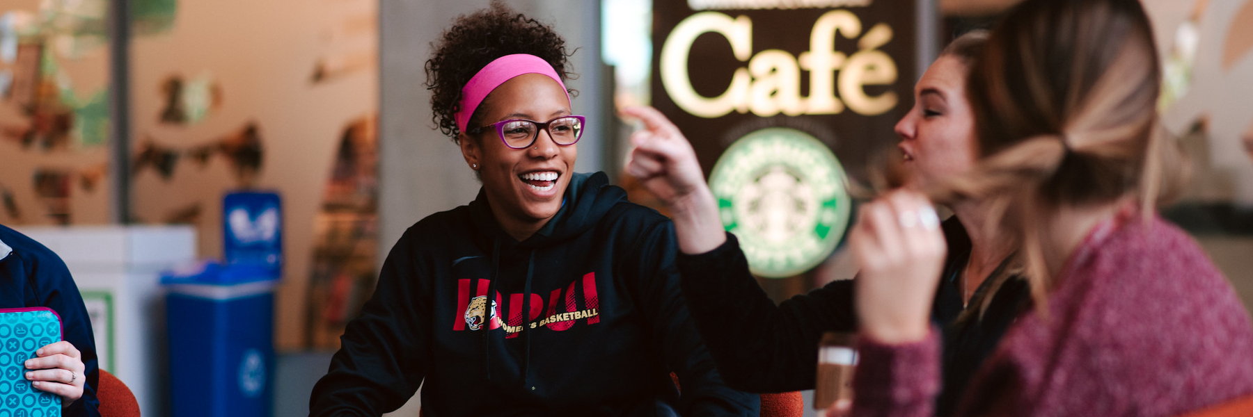 Students laughing together in the Campus Center